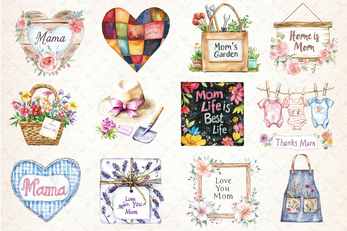 Rustic Mothers Day Clipart, an Illustration by Dream Creation (Photo 2 of 4)