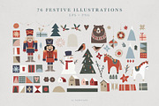 Retro Geometric Christmas set, a Decorative Illustration by Tabita's shop (Thumbnail 7 of 13)