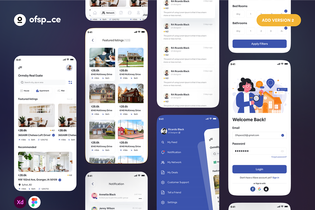 Minimo | Real Estate App UI Kit, an App Template by Ofspace Digital Agency (Photo 2 of 7)