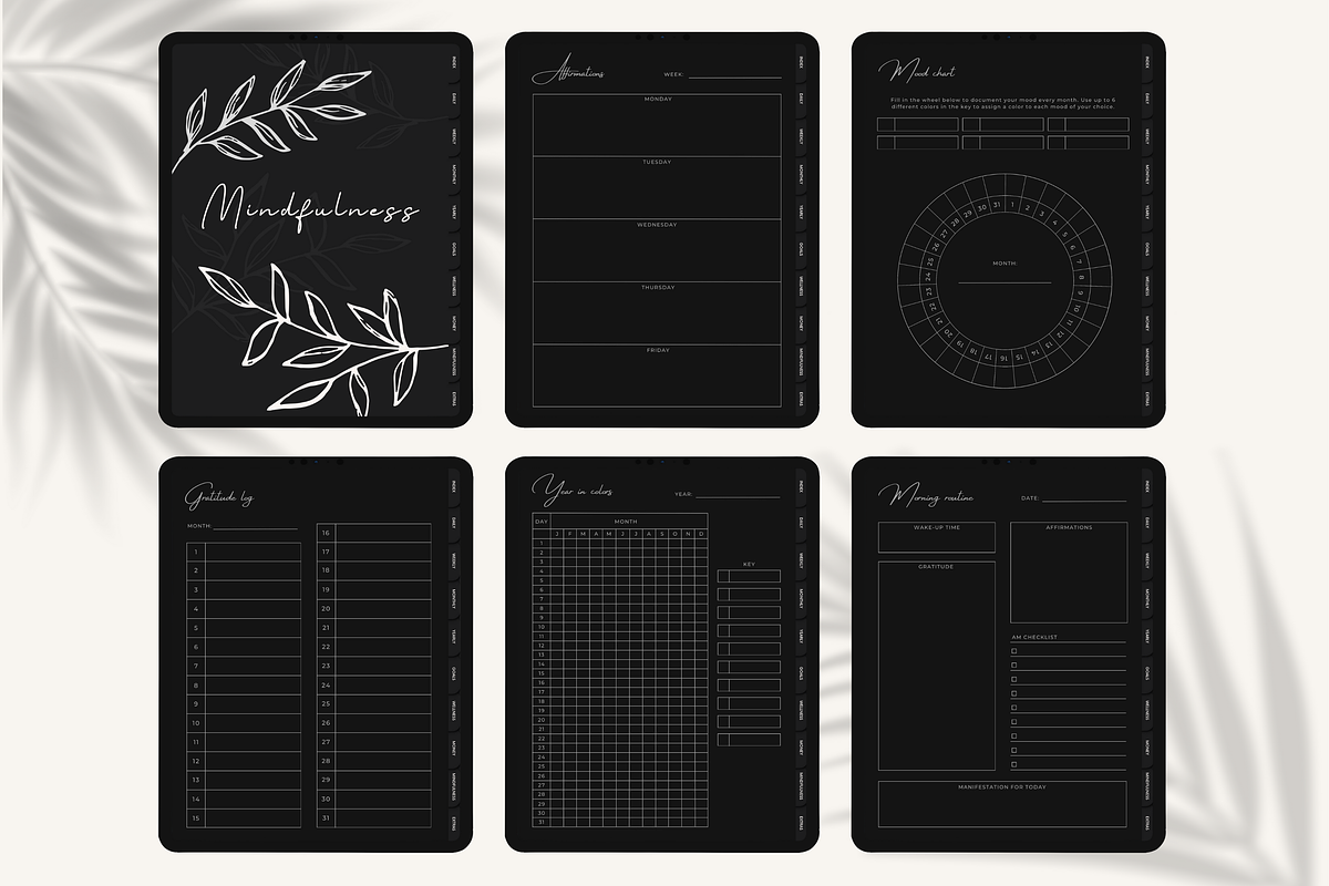 Dark Mode Digital Planner iPad, a Templates & Theme by HoneyGlowStudioCo (Photo 7 of 9)
