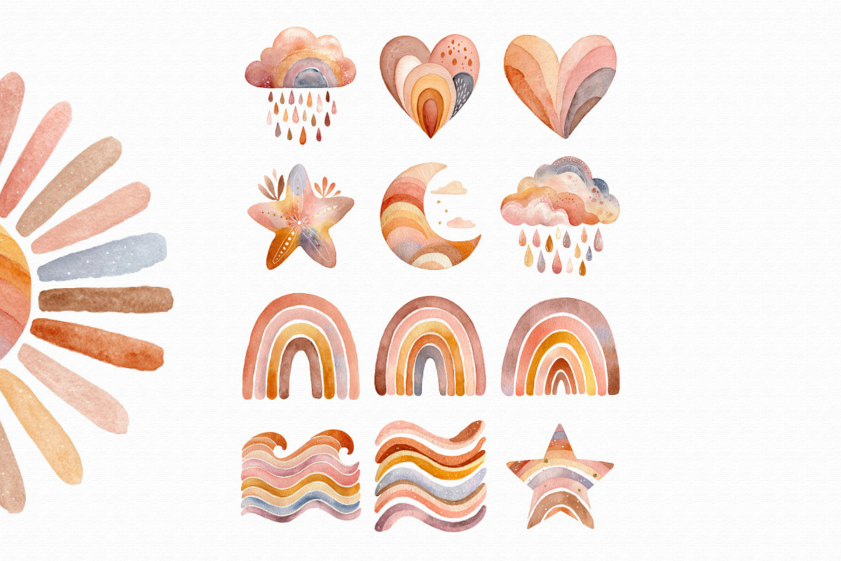 Watercolor Rainbow Clipart, an Illustration by Libby Wishes (Photo 4 of 4)