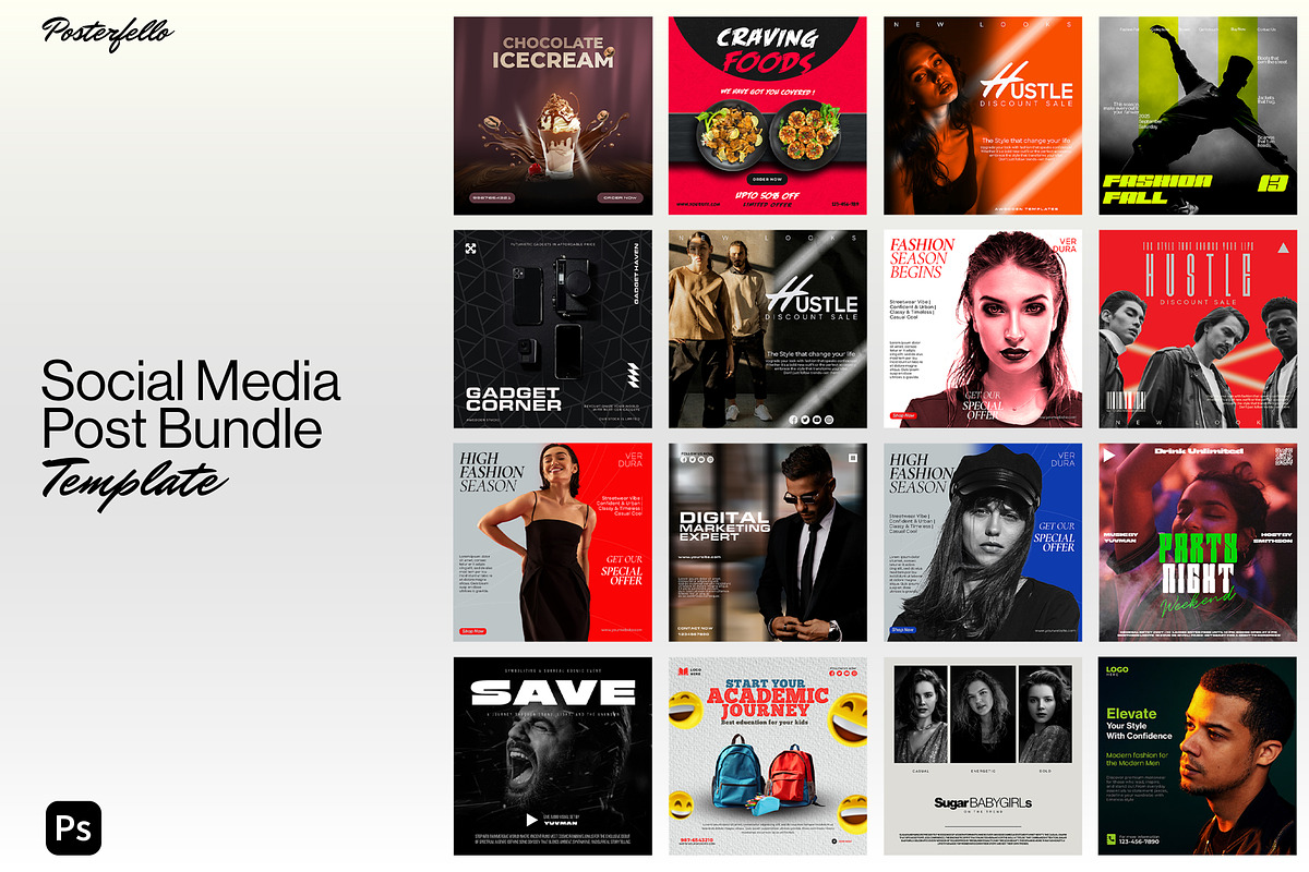 PSD Social Media Templates Bundle, a Social Media Template by Posterfello (Photo 1 of 2)