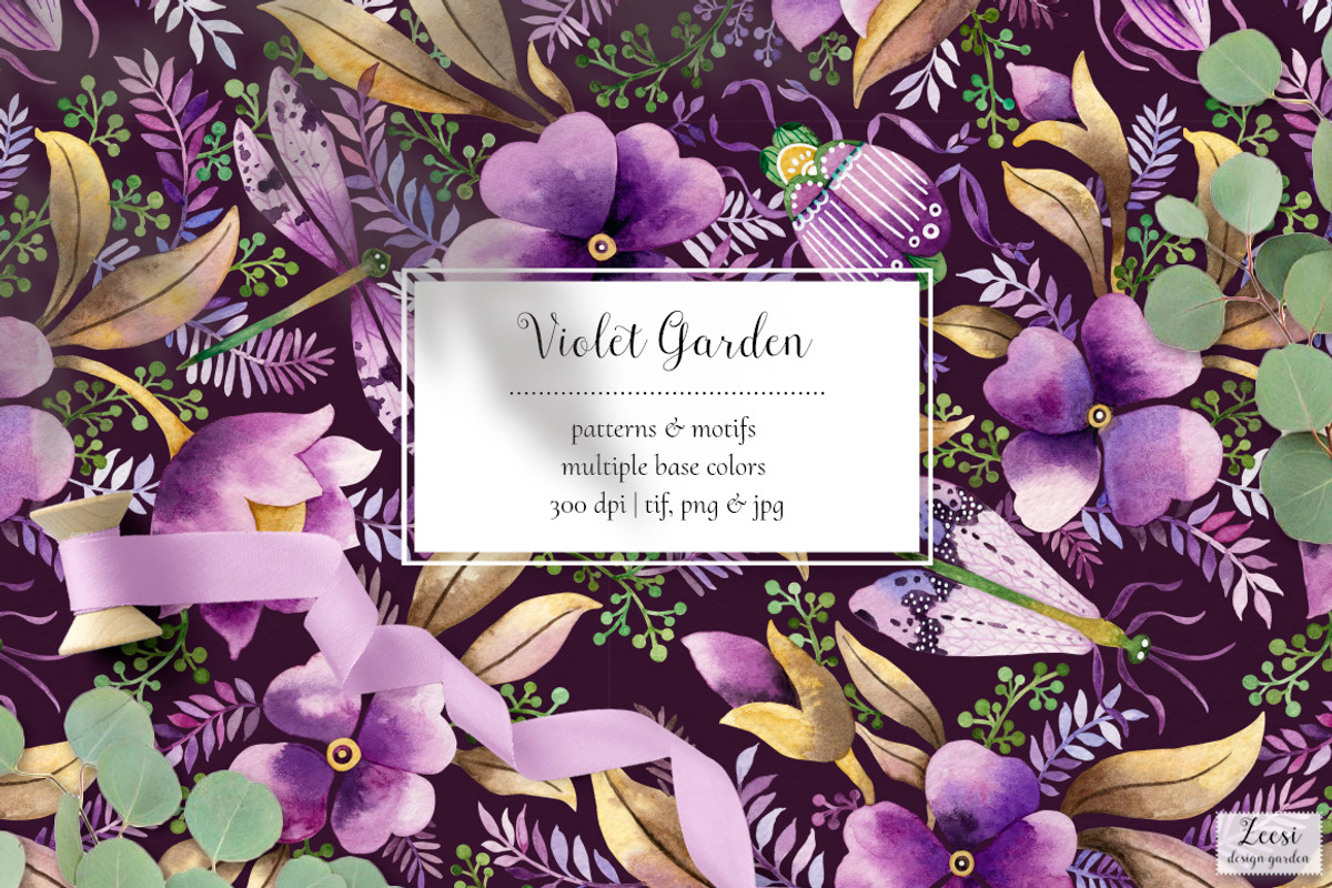 Violet Garden Patterns & Motifs, a Pattern Graphic by Zeesi Design Garden (Photo 1 of 11)
