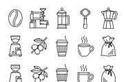 Bundles Set Coffee Roastery Icons, an Outline Icon by adenpinkstore (Thumbnail 1 of 12)