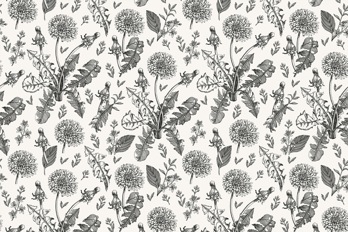 4 Seamless Flowers Dandelion Vintage, a Pattern Graphic by Vintage (Photo 5 of 11)