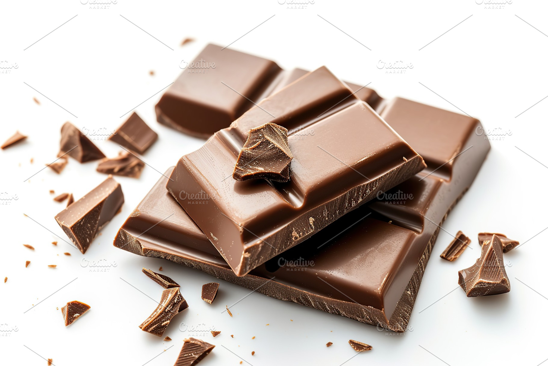 Milk chocolate bar on white background, a Food & Drink Photo by AlyaAnd