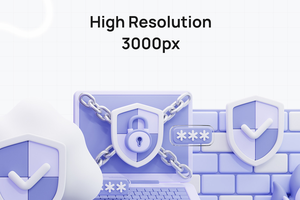 Premium Cyber Security 3D Icon Pack, a 3D by graficonstuff (Photo 4 of 4)