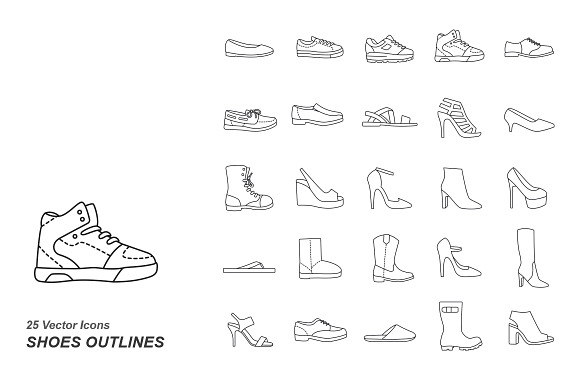 Shoes Outlines Vector Icons