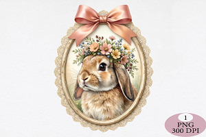 Cute Bunny Mom Floral Crown PNG, an Illustration by Daily.Designs