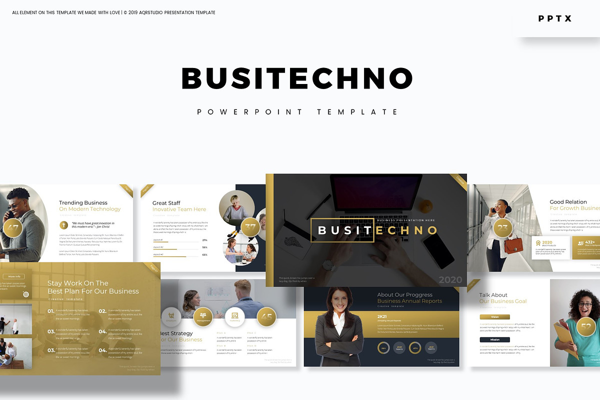 Busitechno - Powerpoint Template, a Presentation Template by AQR Studio