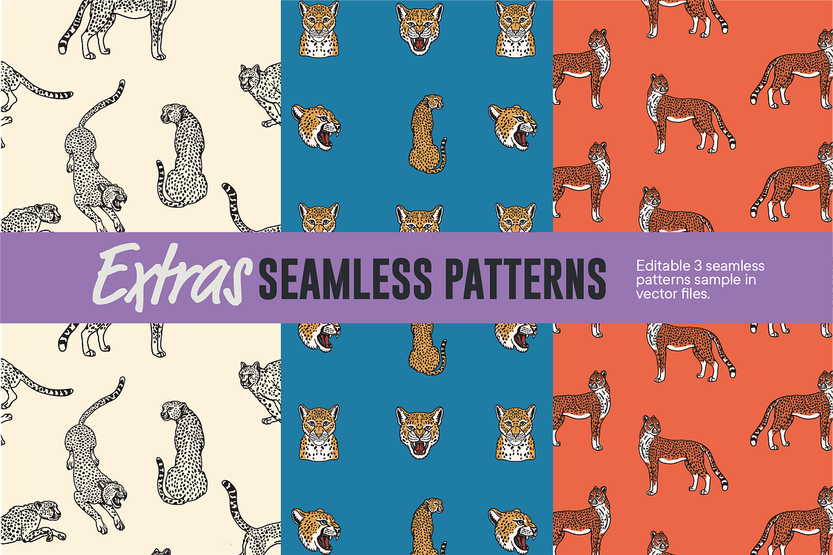 Vintage Cheetah Illustrations, an Animal Illustration by ARQAM Studio (Photo 9 of 9)