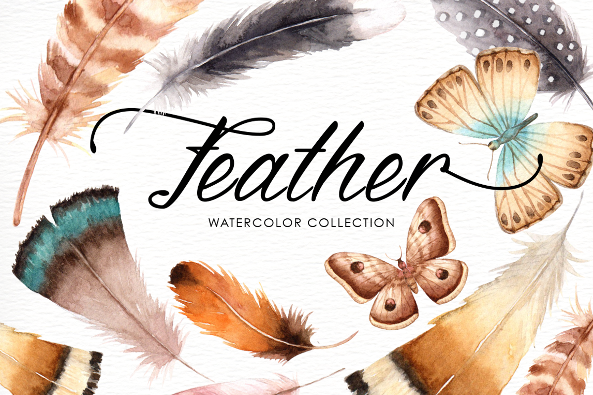 Feather Watercolor Collection, an Illustration by everysunsun (Photo 1 of 6)
