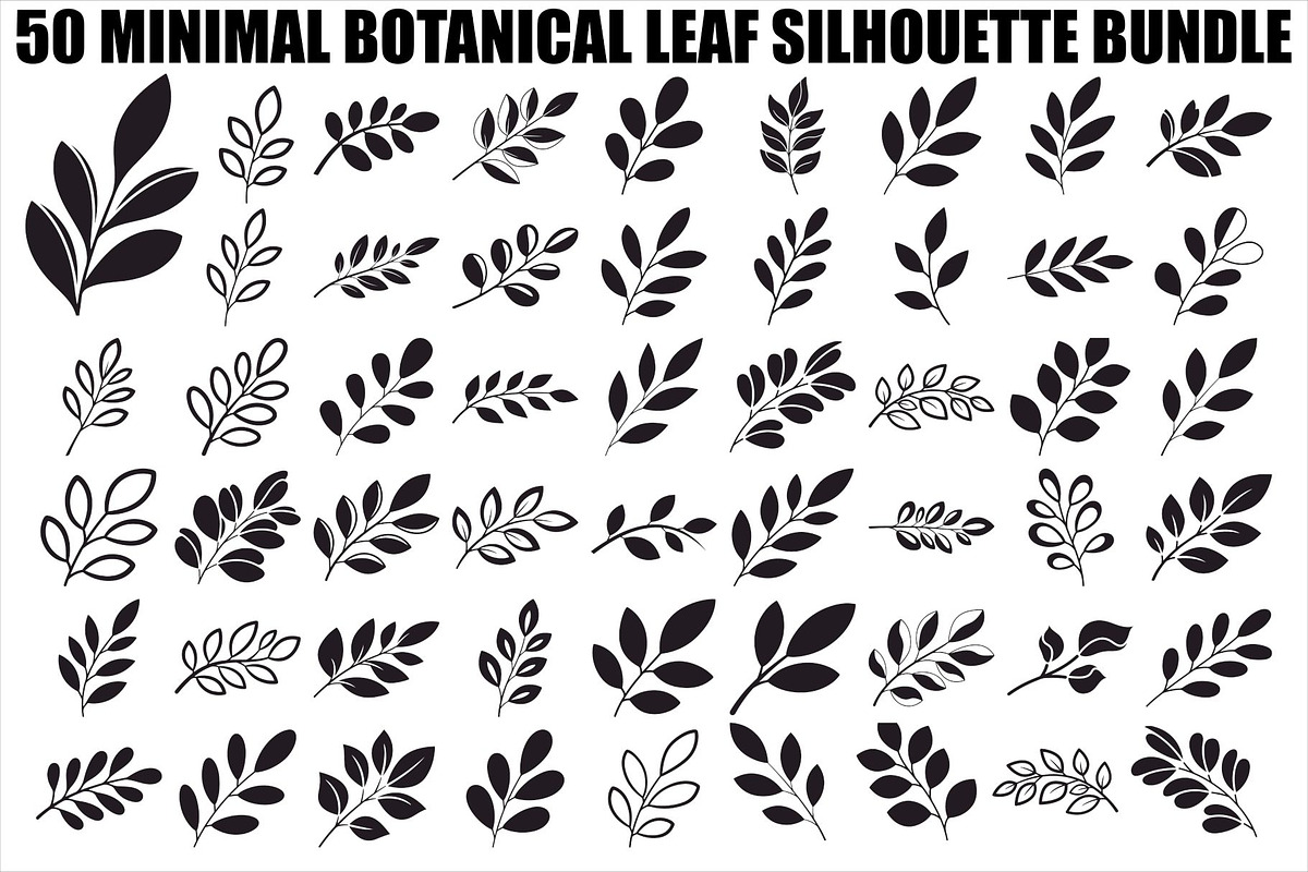 Botanical Leaf Silhouette Bundle, an Illustration by Creativeshirt (Photo 1 of 51)