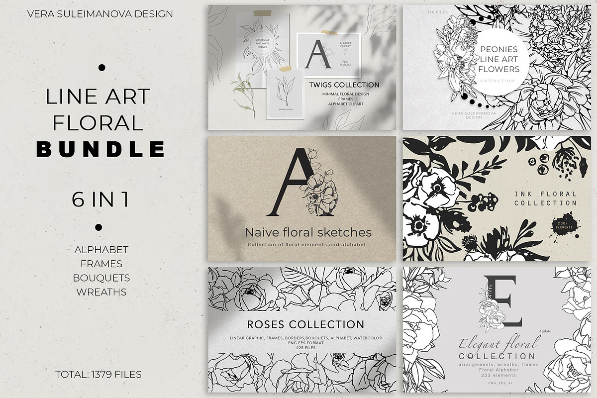 BUNDLE. Line art floral set, an Object Graphic by Vera●Suleimanova (Photo 1 of 13)