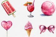 Pink Coquette Hello Summer Clipart, an Illustration by Black Bird Studio (Thumbnail 4 of 6)