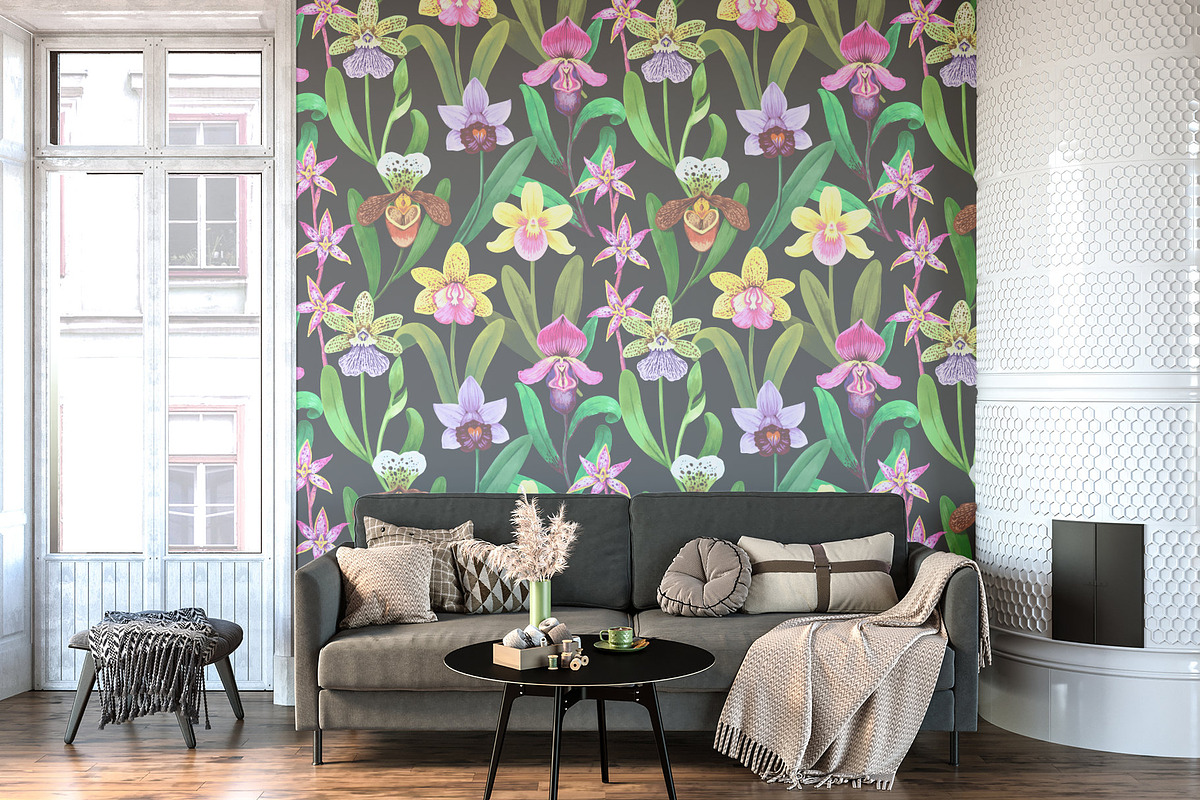 Crazy orchids. Vector patterns., a Pattern Graphic by Robusta (Photo 5 of 17)