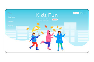 Kids fun landing page template, a Landing Page Template by IMG visuals characters