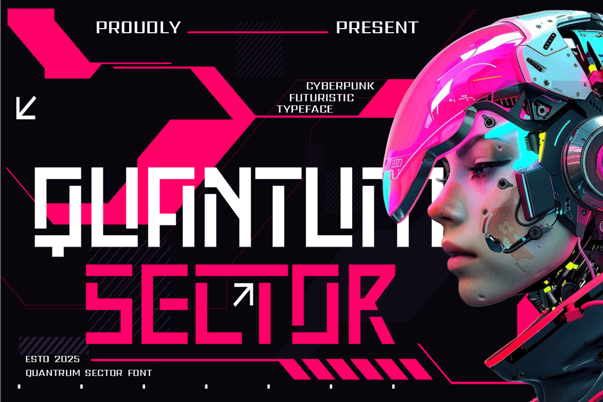 Quantum Sector Cyberpunk Techno Font, a Font by PutraCetol Studio (Photo 1 of 5)