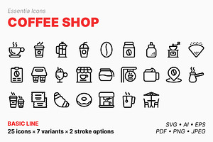 Coffee shop icons (Line)