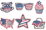 Hand Drawn Patriotic USA Clipart PNG, an Illustration by Designking (Thumbnail 4 of 5)