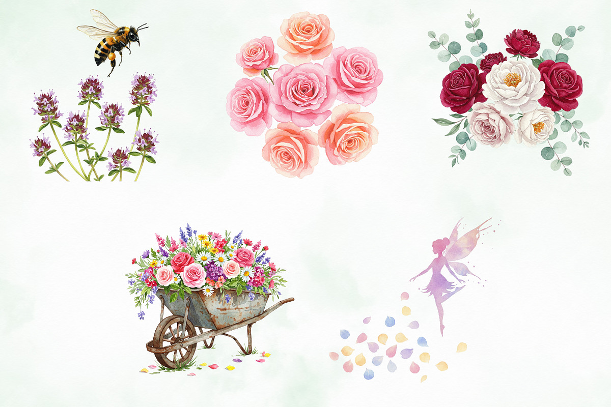 Watercolor Garden Fairies Floral Png, an Illustration by Creative Art (Photo 4 of 10)