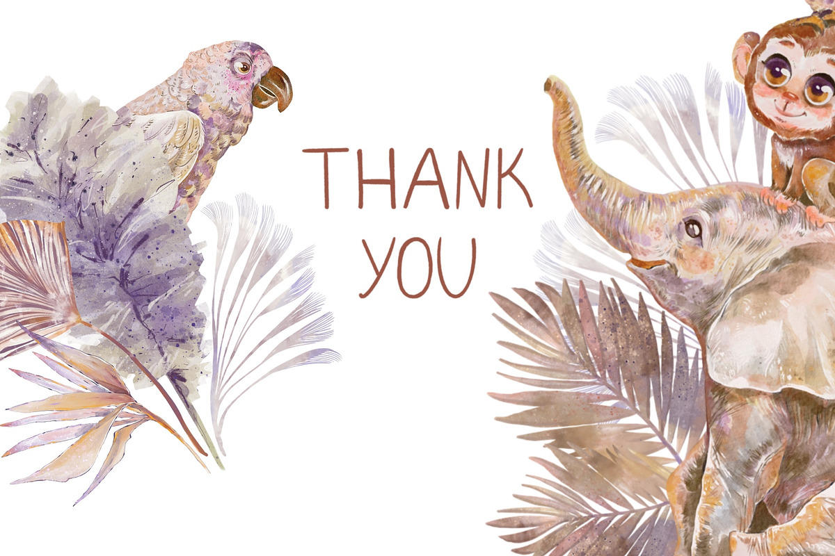 Cute Boho Safari Animals Watercolor, an Illustration by Shabbypie (Photo 9 of 9)