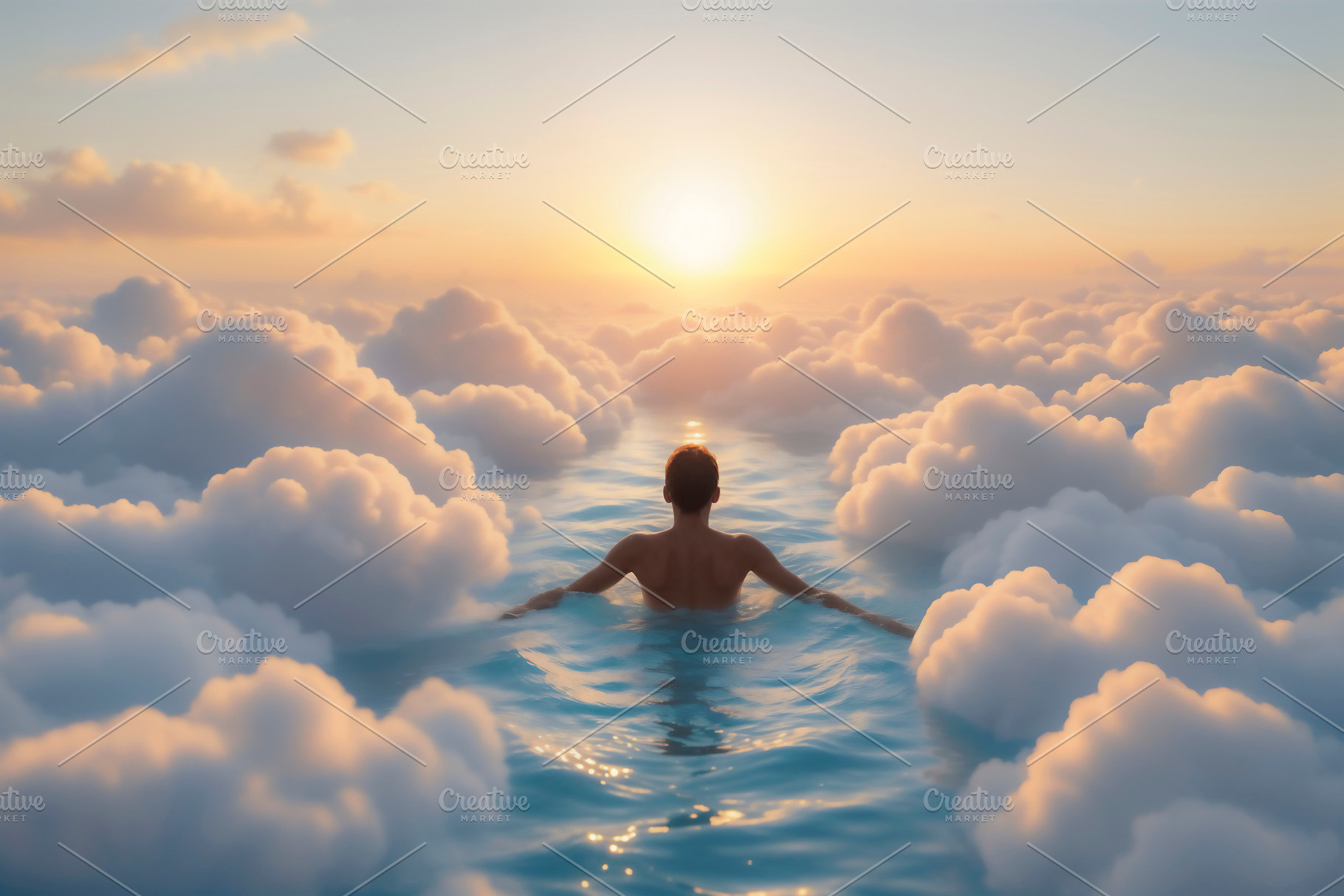Swimming through surreal clouds, a Photo by rarrarorro