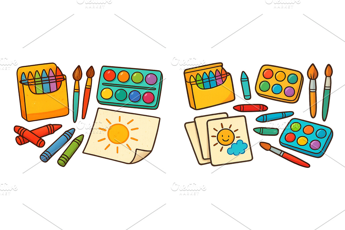 Colorful art supplies arranged, an Illustration by ZinetroN