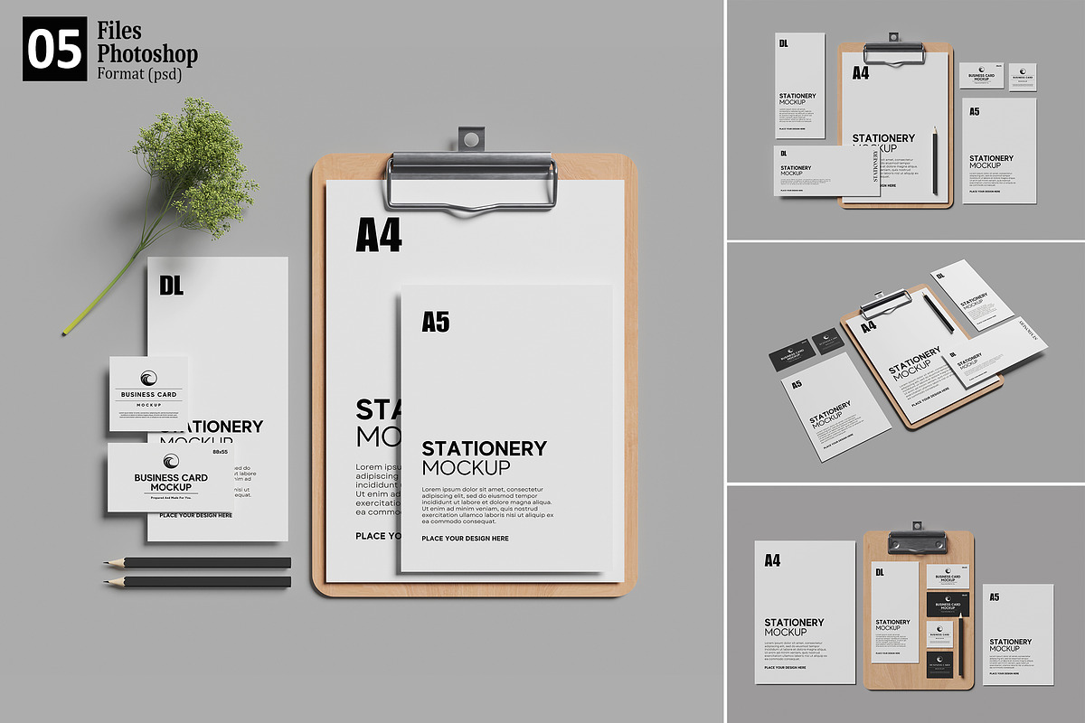 Stationery Mockup Top View, an Advertising Mockup by GraphicWindow (Photo 1 of 6)