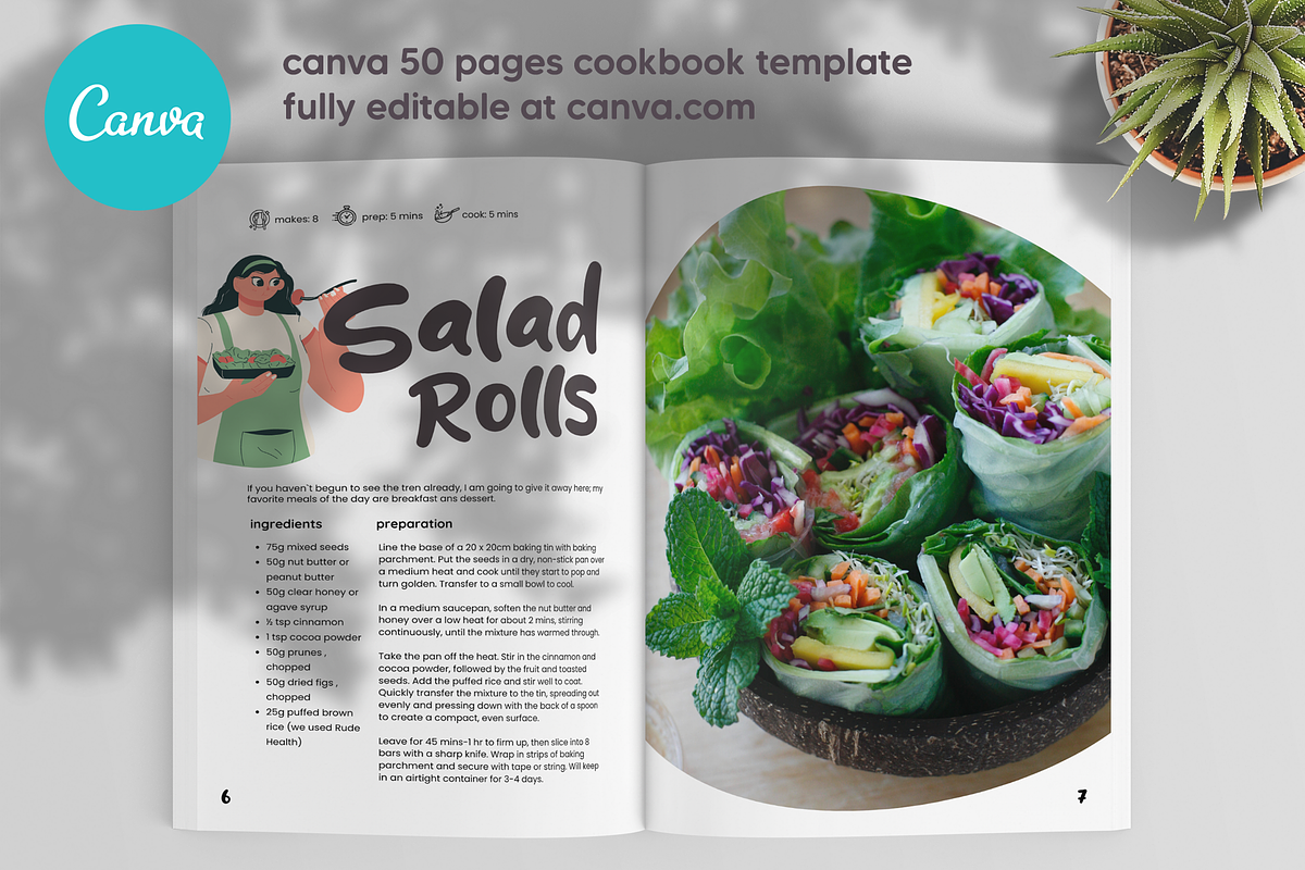 Canva Salad Recipes Cookbook Templat, a Magazine Template by DeLaGranSiete (Photo 4 of 11)