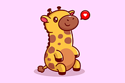 Cute Baby Giraffe Sitting Cartoon, an Animal Illustration by Catalyst Labs (Thumbnail 3 of 3)