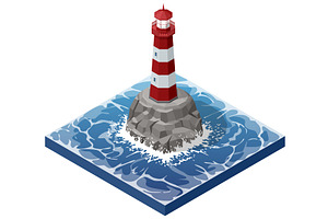 A striking Isometric lighthouse, an Animal Illustration by Golden Sikorka
