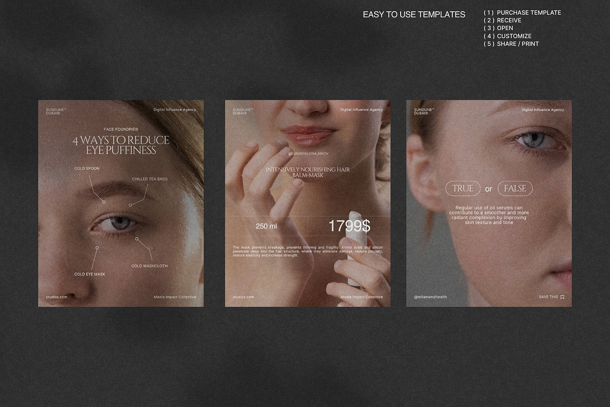 Modern Skincare Post Canva Pack preview 3