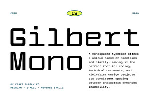 CS Gilbert Mono – Monospaced Font, a Sans Serif Font by Craft Supply Co.