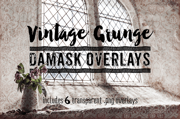 Vintage Grunge Damask Overlays preview 7