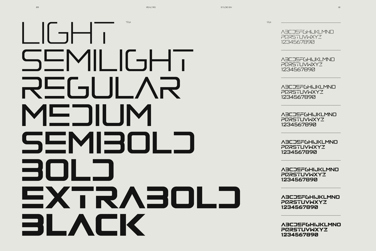 Realtro - Modern Font Family 8Styles, a Sans Serif Font by Studio Siv (Photo 2 of 12)