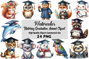 matching Graduation Animal Clipart, an Illustration by Daily.Designs