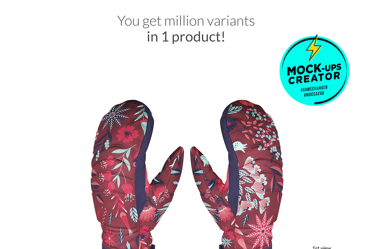 Sport Mittens Gloves 6xMock-ups, a Print Template by Mocca Mockups Store (Photo 4 of 6)
