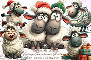 Funny Christmas Sheep Clipart, an Illustration by Sublimation Artist (Thumbnail 1 of 6)