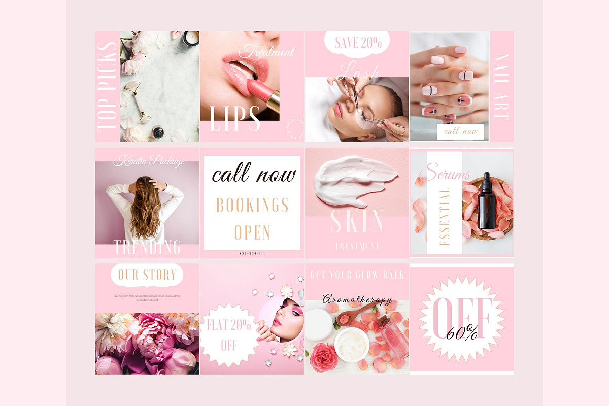 Beauty Instagram Templates Canva, a Social Media Template by Deepa Template Studio (Photo 4 of 19)