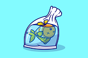 Cute Fish Die In Plastic Cartoon, an Animal Illustration by Catalyst Labs (Thumbnail 1 of 3)