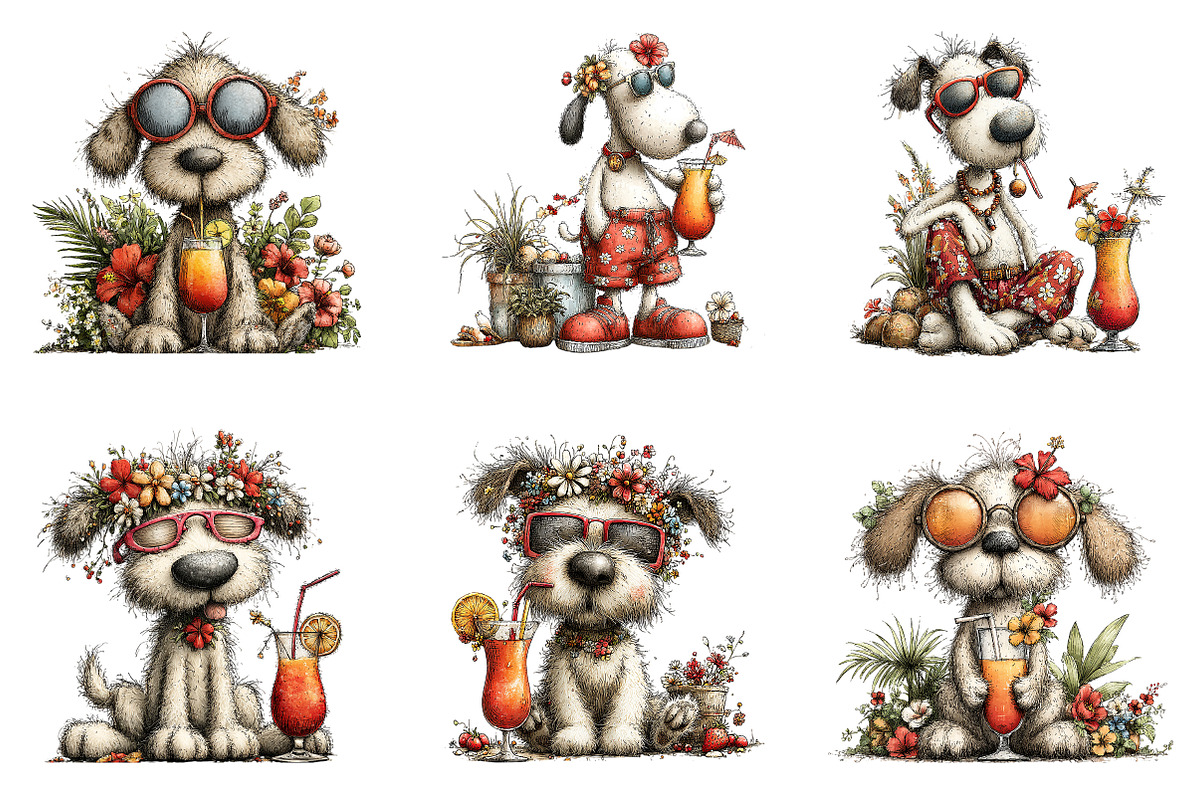 Whimsical Summer Dog Clipart, an Illustration by SinaCreation (Photo 2 of 7)