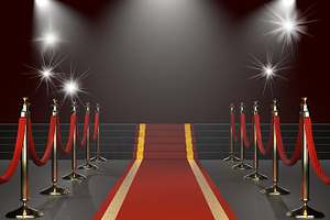 Red carpet with red ropes