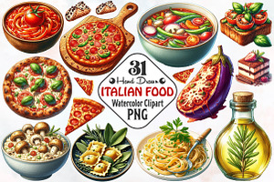 Hand Drawn Italian Food Clipart, an Illustration by RobertsArt