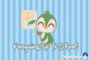 Penguins Go to School Clipart, an Object Graphic by Cozy Cat Design (Thumbnail 2 of 3)