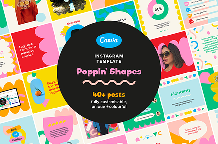 Poppin' Shapes Instagram Posts CANVA, a Social Media Template by Sweet Stash