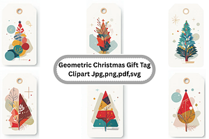 Geometric Christmas Gift Tag Clipart, a Decorative Illustration by Creative design