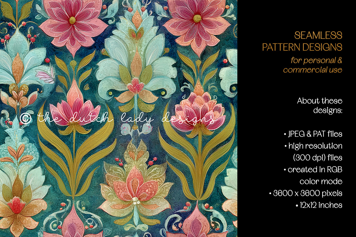 Damask Horses Seamless Patterns, a Pattern Graphic by The Dutch Lady Designs (Photo 4 of 9)