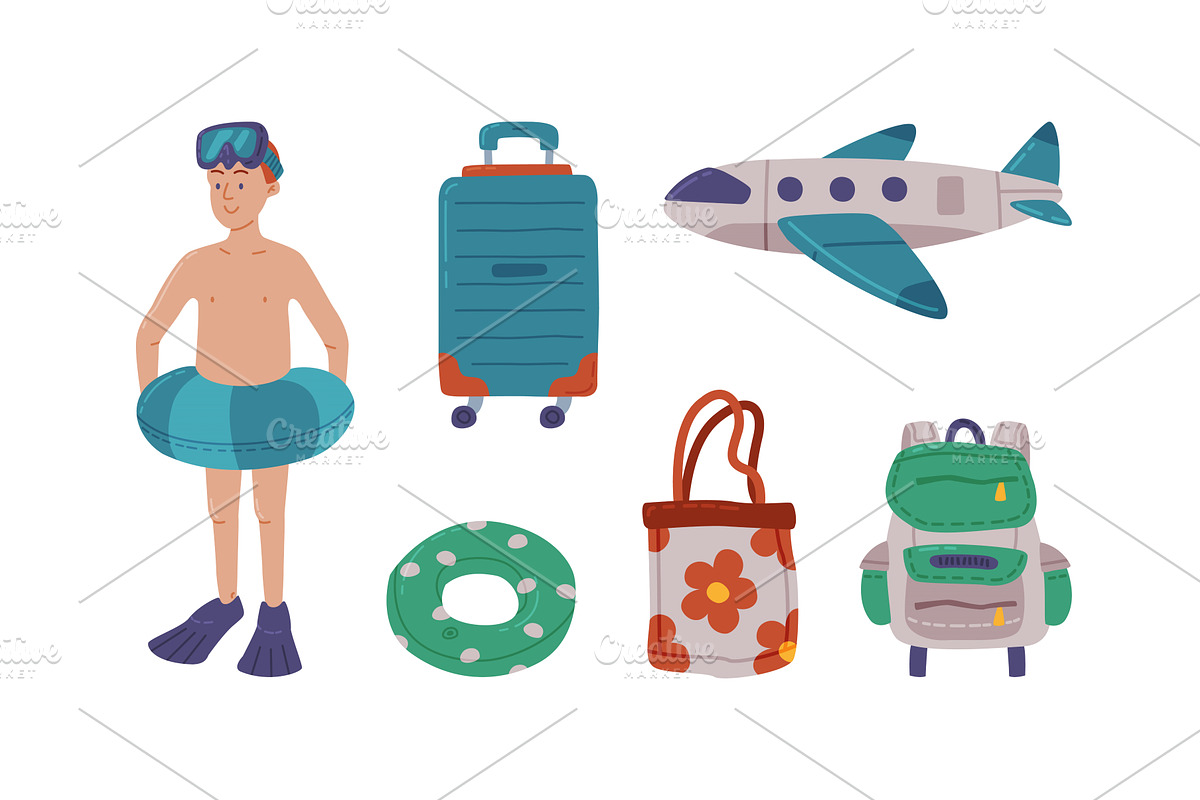 Travel and Vacation with Man in, an Object Illustration by TopVectors
