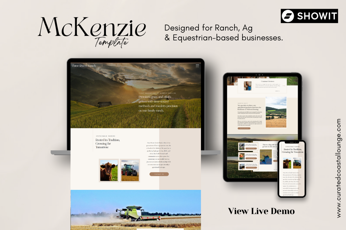 McKenzie | Showit Template for Ranch, Ag & Equestrian